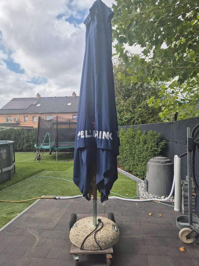 Parasol San Pellegrino 3.7x3.7m nieuw met 100kg voet, Tuin en Terras, Parasols, Ophalen, Verstelbaar, Nieuw, Stokparasol