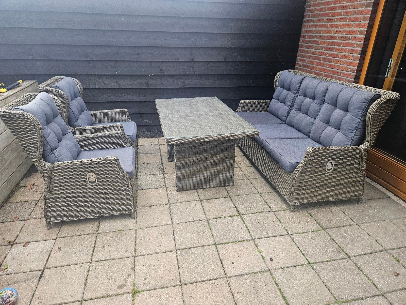 Loungeset tuinset met verstelbare rugleuning, Ophalen, 5 zitplaatsen, Loungeset, Wicker