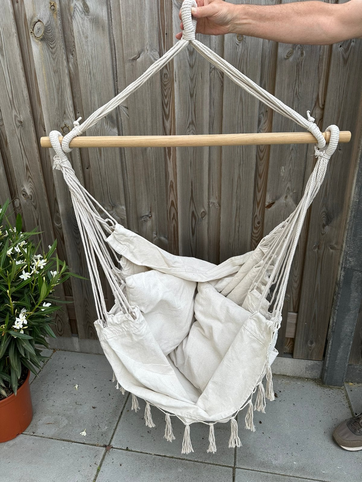 Leuke Ibiza style hangstoel incl 2 kussens, Ophalen of Verzenden, Zo goed als nieuw