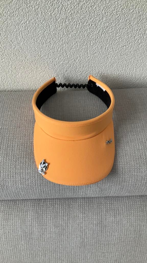 Oranje zonneklep met marker, Ophalen of Verzenden, Zo goed als nieuw