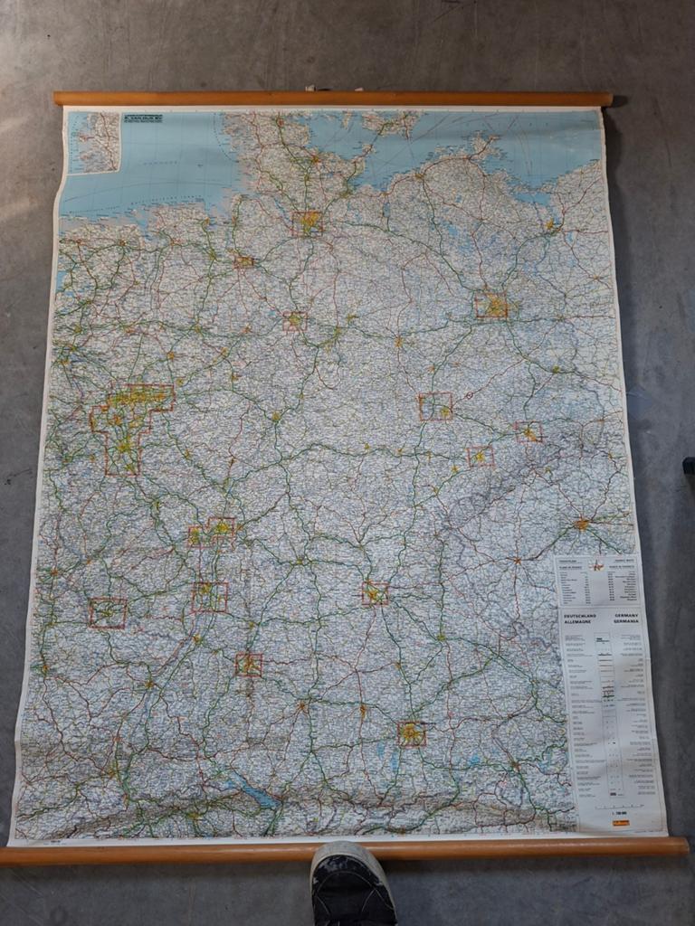 oude landkaart autowegenkaart Duitsland, Ophalen of Verzenden, Aardrijkskunde