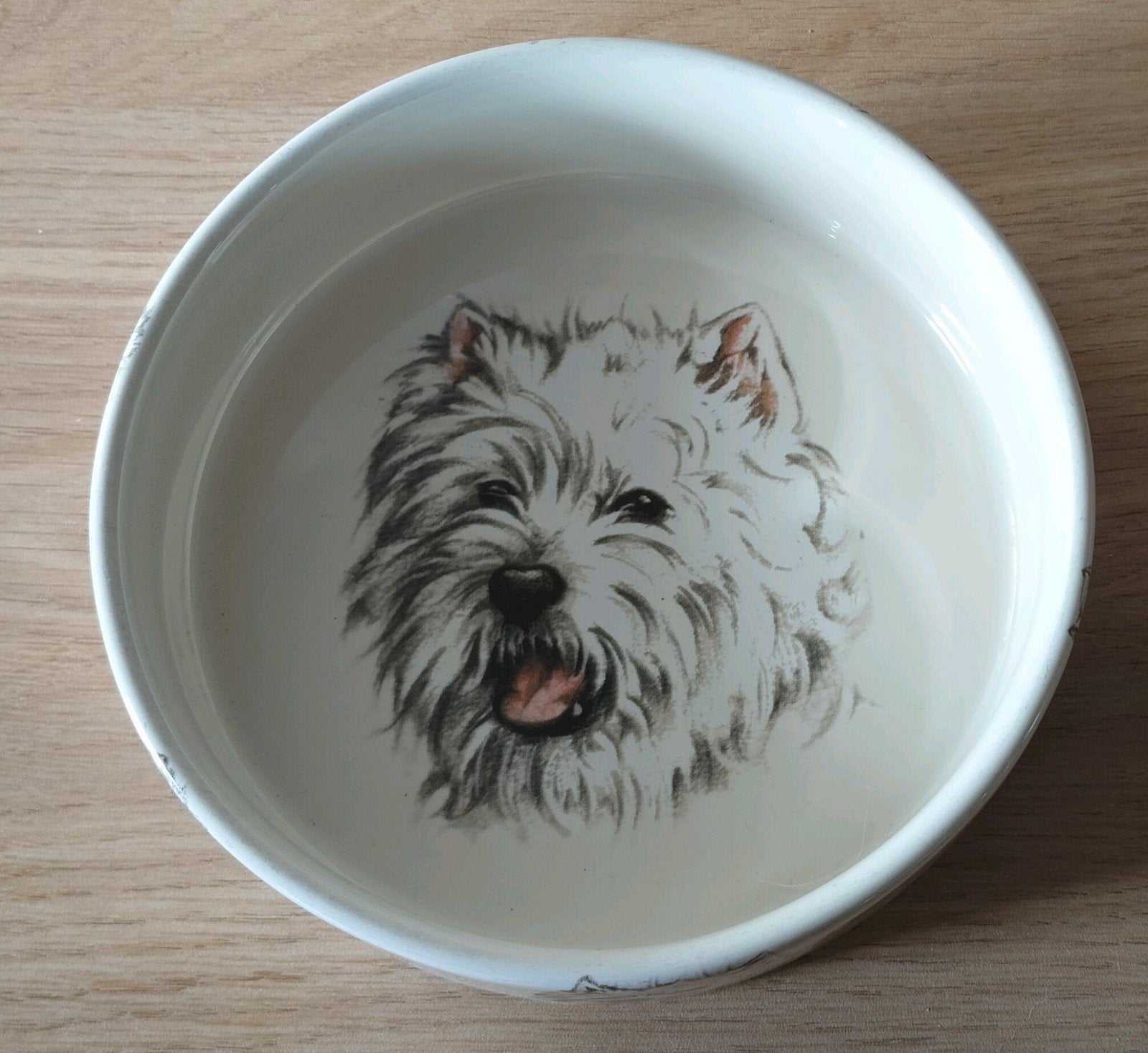 Beige voerbak met West Highland terriër*Westie, Verzenden, Nieuw