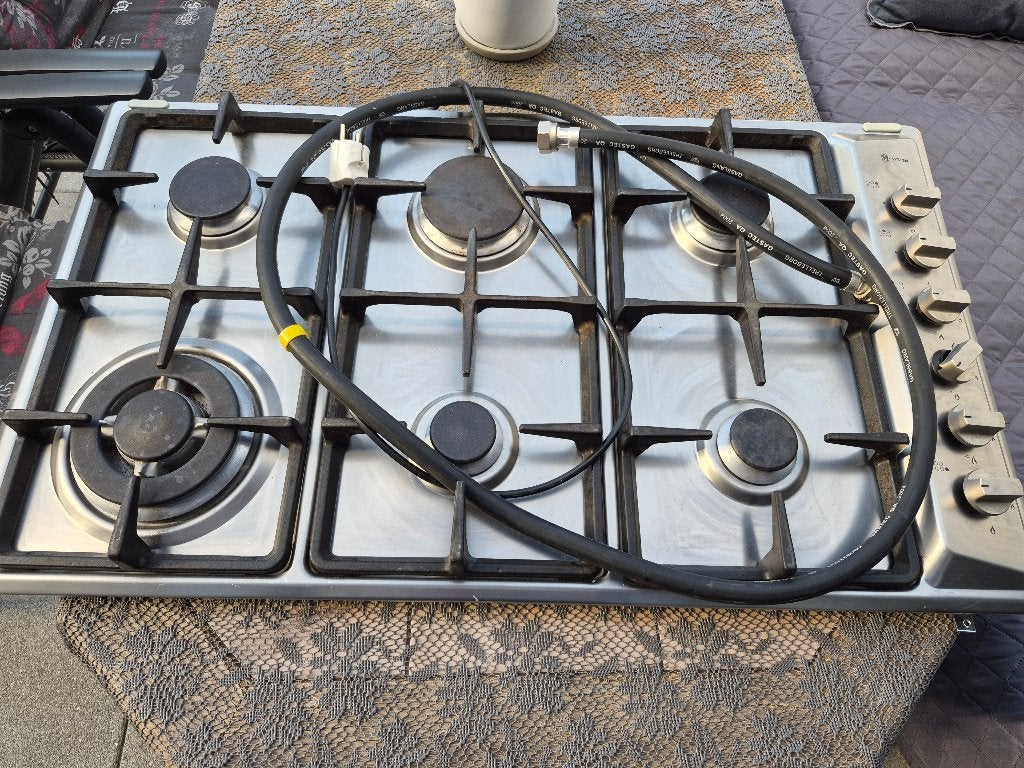 Boretti / M-System 6-pits RVS gaskookplaat 86 cm, Ophalen, Gebruikt, Inbouw, Gas