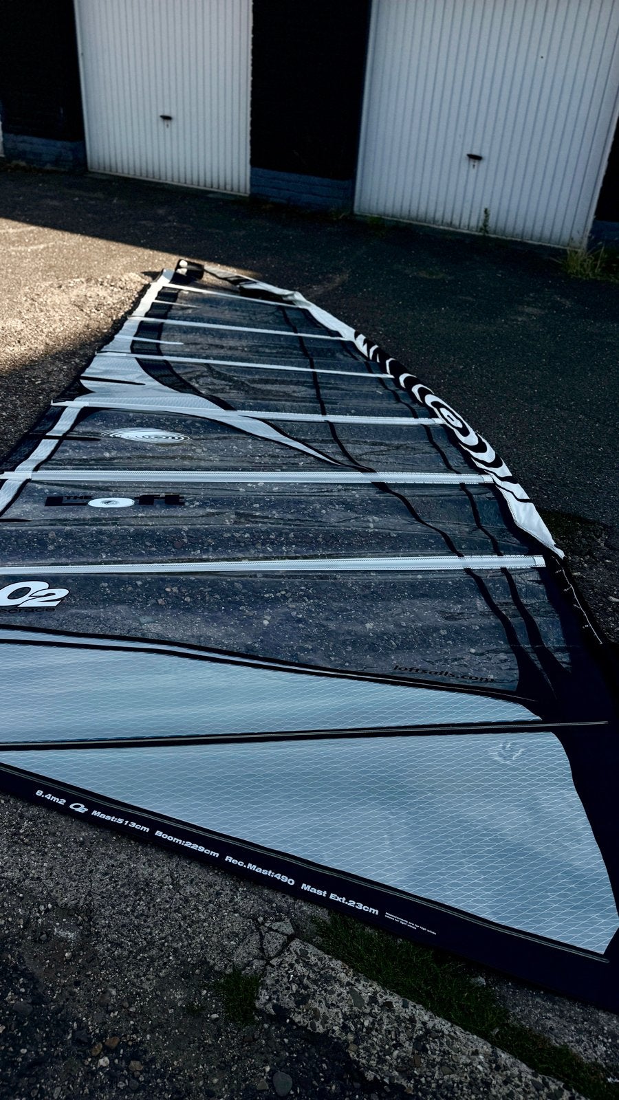 Loftsails O2 Windsurfzeil 8.4m2 Freerace als nieuw!, Ophalen, Gebruikt, 8 m² of meer, Zeil