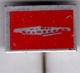 Humber rood op aluminium auto speldje ( B_153), Ophalen of Verzenden, Zo goed als nieuw, Transport, Speldje of Pin
