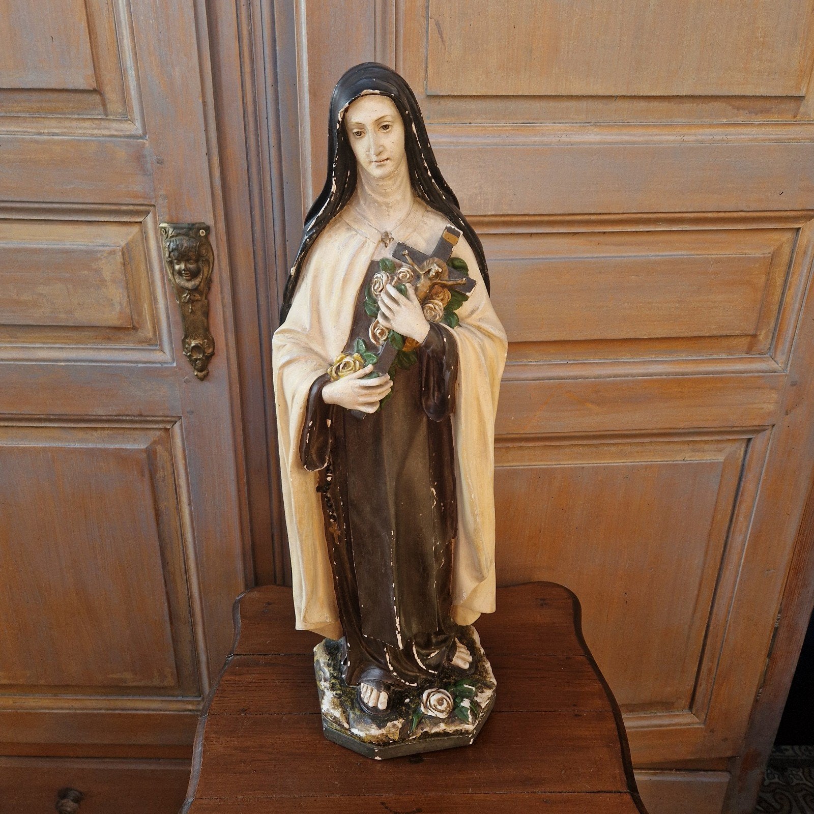 Oud brocante vintage gipsen mariabeeld Maria, Antiek en Kunst, Ophalen of Verzenden