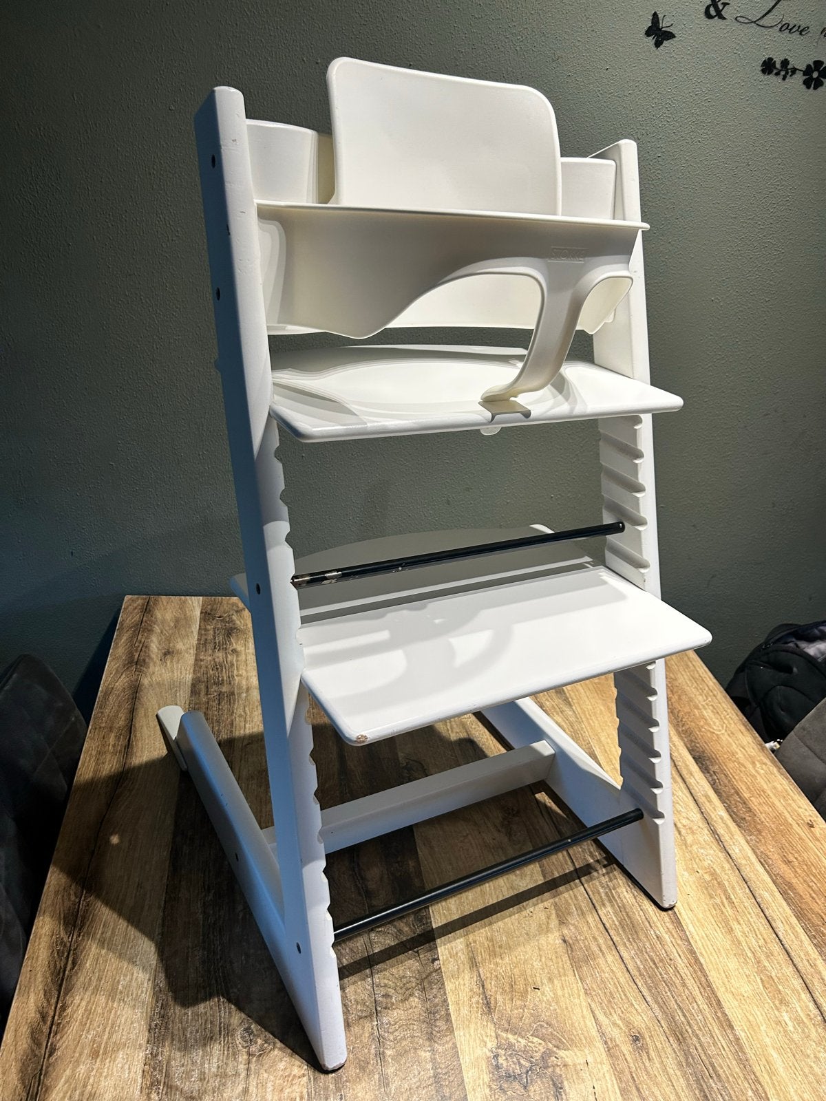 Stokke Tripp Trapp meegroeistoel wit met baby set, Ophalen of Verzenden, Gebruikt, Meegroeistoel, Aanschuifbaar
