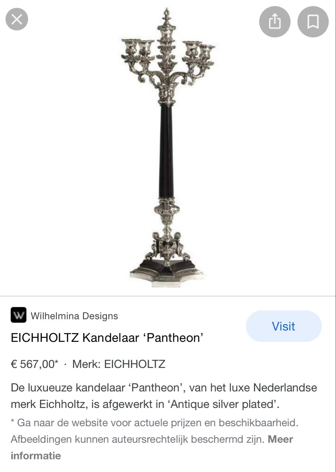 Eichholtz Kandelaber 'Pantheon' - Antiek Verzilverd 2 stuks, Antiek en Kunst, Antiek | Kandelaars, Overige materialen, Ophalen