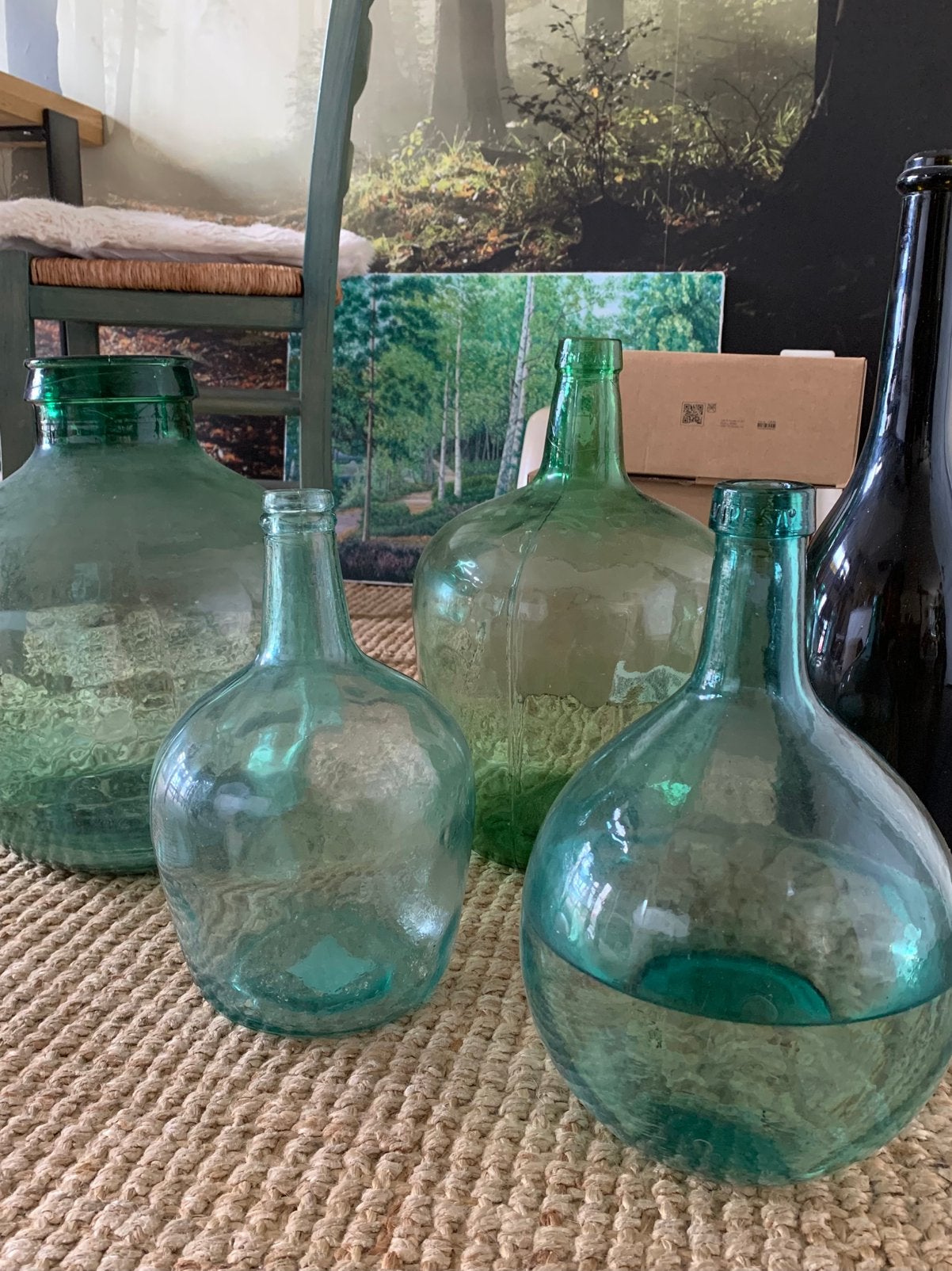 5 groene vintage flessen Viresa, Ophalen, Gebruikt, Groen, Glas