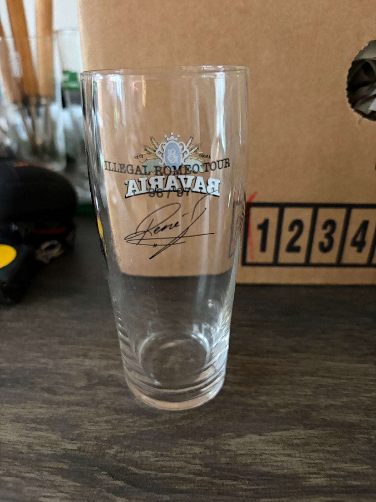 Bavaria dubbeldruk glas fluitje Rene froger, Verzamelen, Ophalen, Nieuw, Bierglas