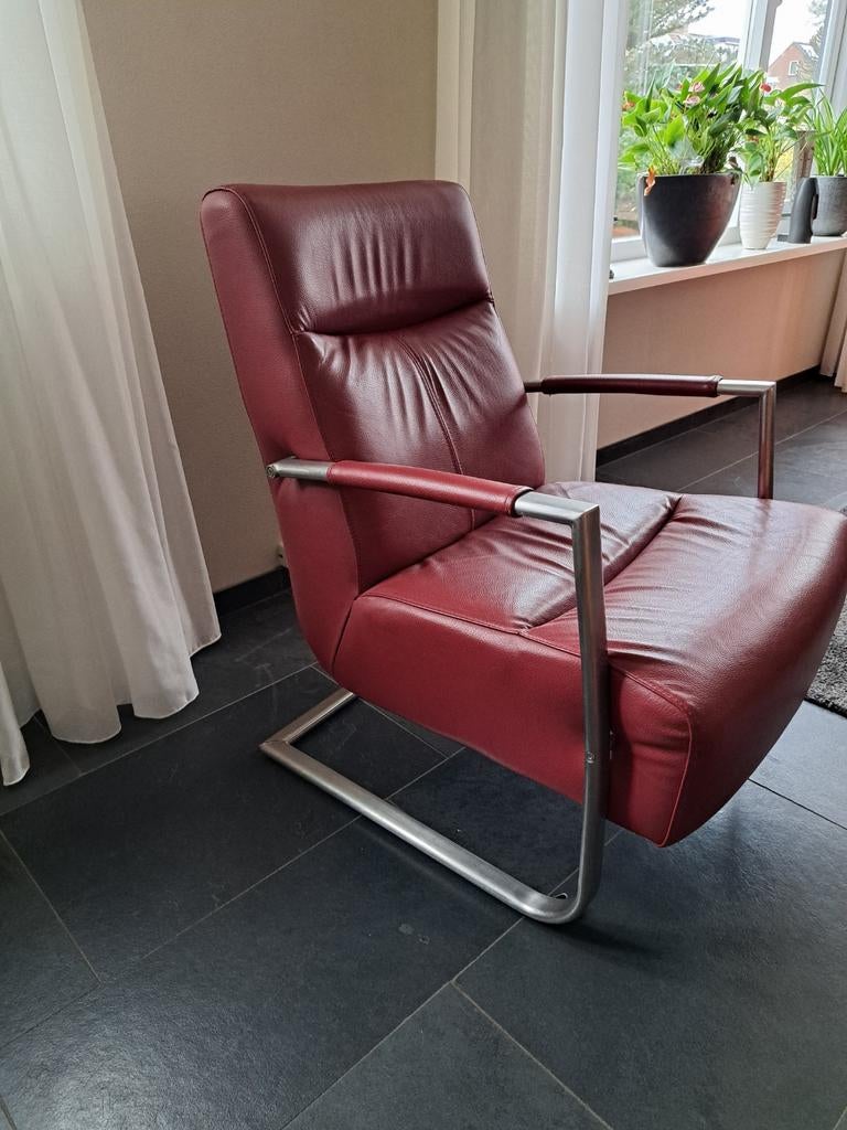 Leren fauteuil Kassel evt samen met 6 eetkamerstoelen., Huis en Inrichting, Fauteuils, Ophalen of Verzenden, 75 tot 100 cm, Leer