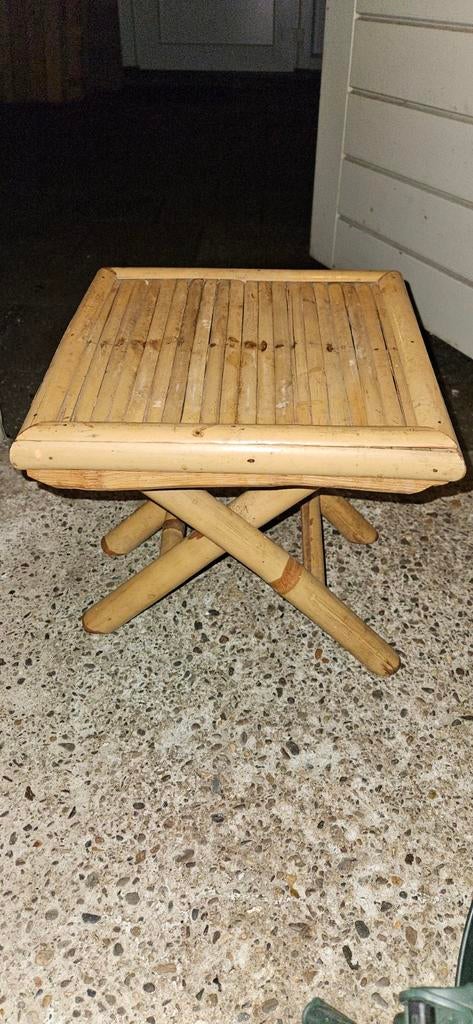 Vintage Bamboe Bijzettafel - Opvouwbaar, Minder dan 45 cm, Minder dan 55 cm, Gebruikt, Vintage, Bohemien, Aziatisch