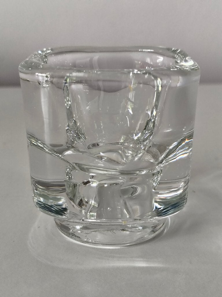 Fidenza Vetraria, 6 vintage glazen kandelaars, Glas, Verzenden, Gemerkt, 5 cm