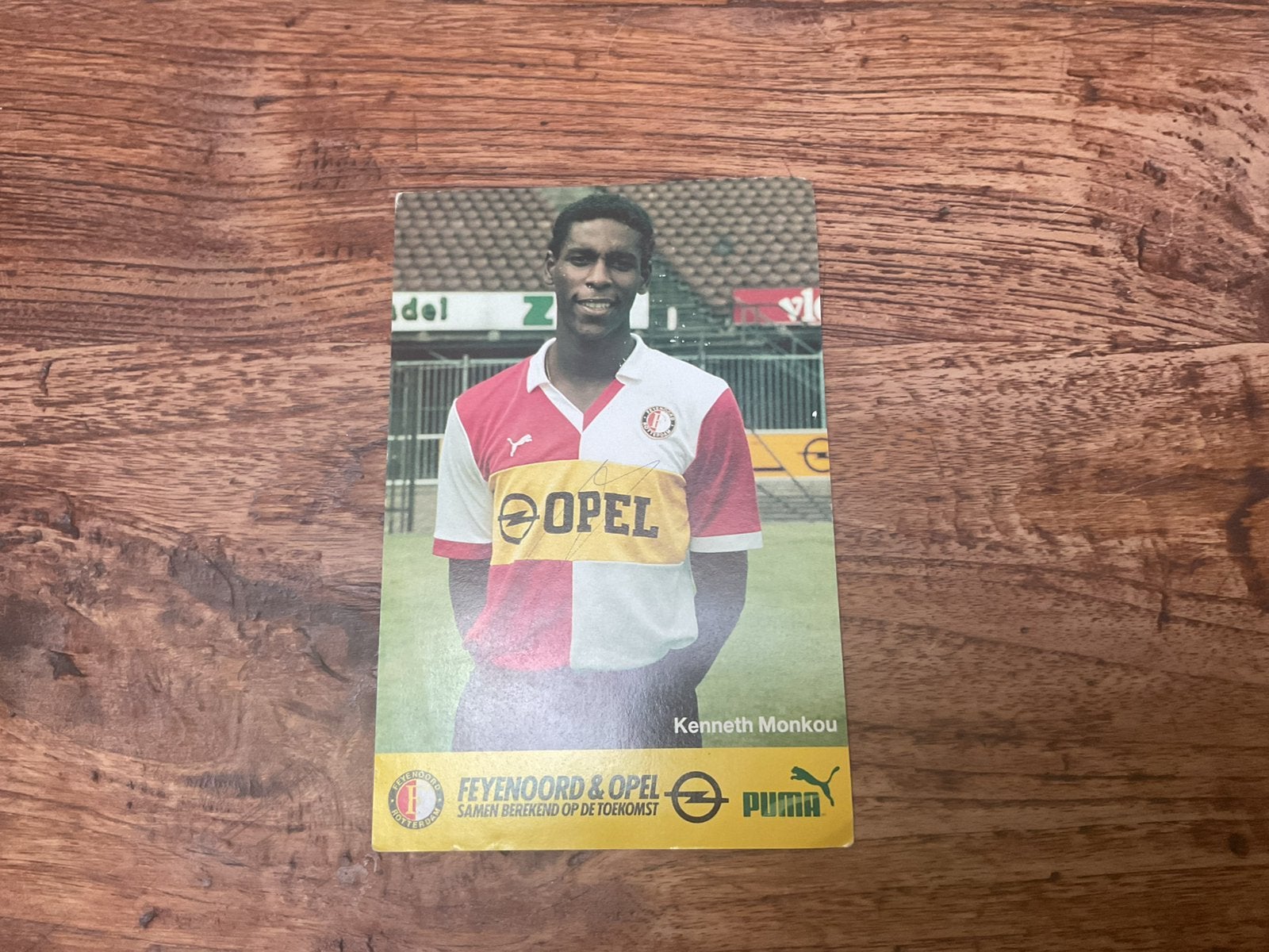 Feijenoord spelersfoto Kenneth Monkou met handtekening, Ophalen of Verzenden, Zo goed als nieuw, Feyenoord, Spelerskaart