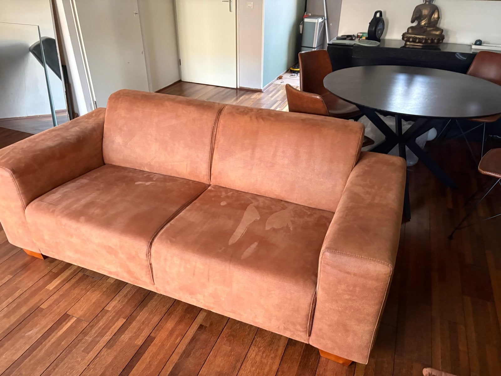Leren bank, 3 zitter. Cognac  in goede staat, Gebruikt, Minder dan 75 cm, Driepersoons, Leer