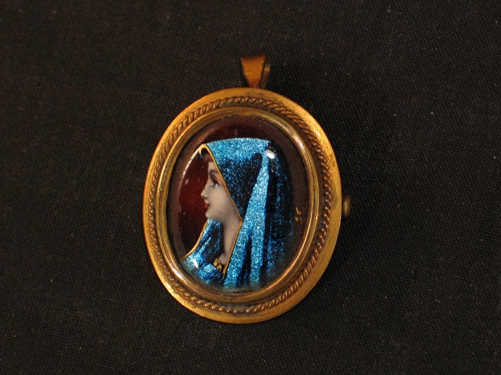 Fraaie antieke broche hanger Limoges 1870. 1491, Ophalen of Verzenden