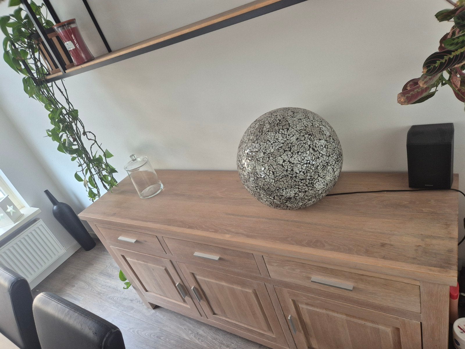 Eikenhouten dressoir met lades en deuren, Ophalen, Gebruikt, 150 tot 200 cm, Eikenhout