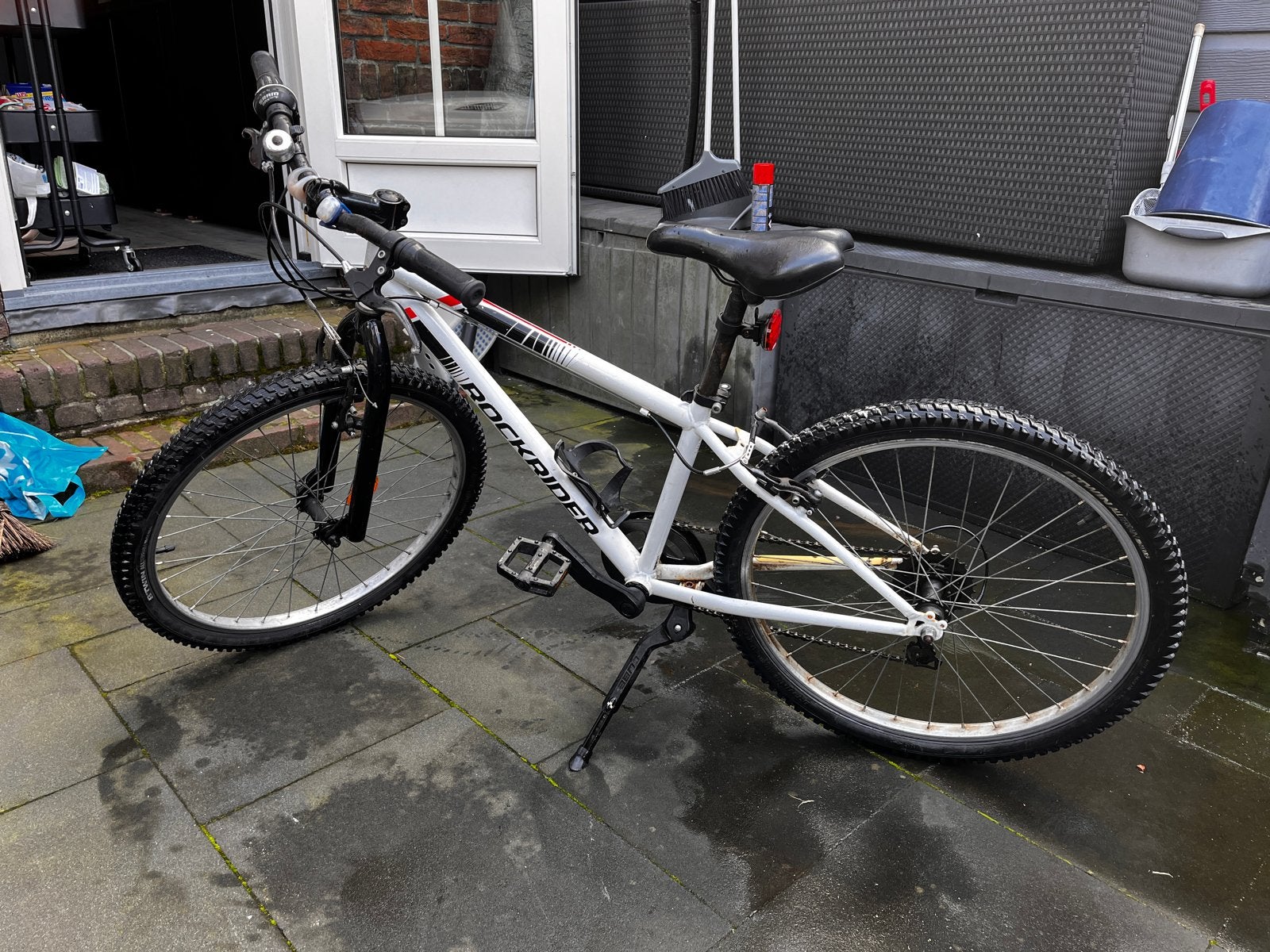 Rockrider ST100 Mountainbike - Wit/Zwart, Gebruikt, Velgrem, Geen vering, Ophalen