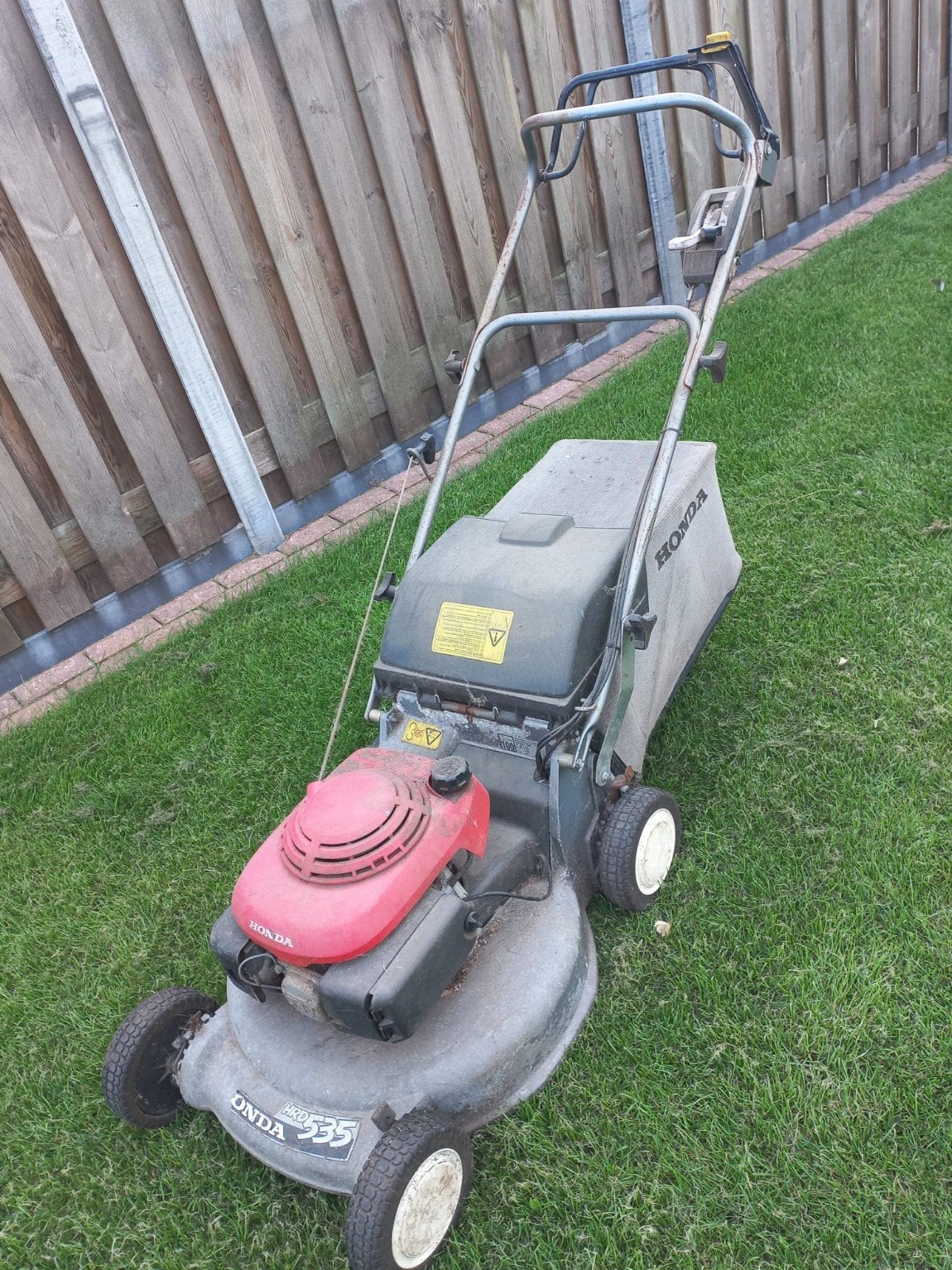 Honda HRD 535 Benzine Grasmaaier, Tuin en Terras, Grasmaaiers, Ophalen, Cirkelmaaier, Honda, Gebruikt