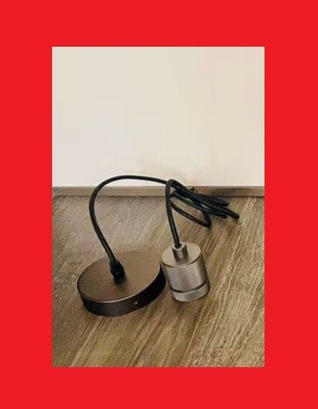 HANGLAMP ZWART metalen gevlochten kabel LAMPFITTING design, Nieuw, Ophalen of Verzenden, Industrieel, Minder dan 50 cm