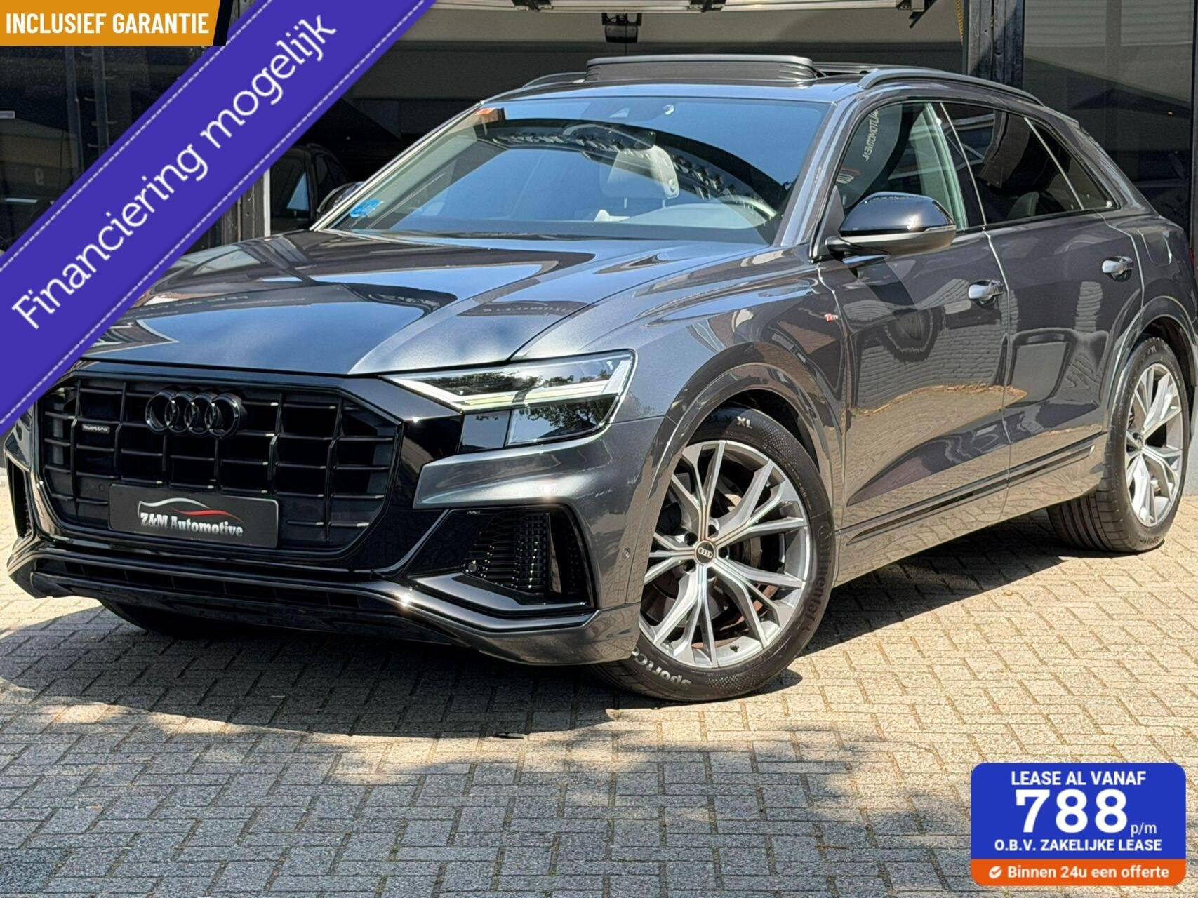 Audi Q8 55 TFSI e Sline Quattro Aut*Navi*Pano*Btw*, Auto's, Automaat, Gebruikt, 2995 cc, Leder en Stof