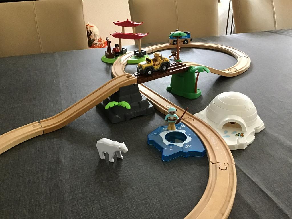 Houten treinbaan, wereldreis van Playtive, Kinderen en Baby's, Speelgoed | Houten speelgoed, Ophalen, Zo goed als nieuw