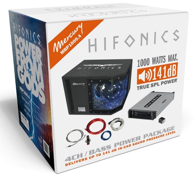 Hifonics Mercury MBP1000.4 Subwoofer + versterker & kabels