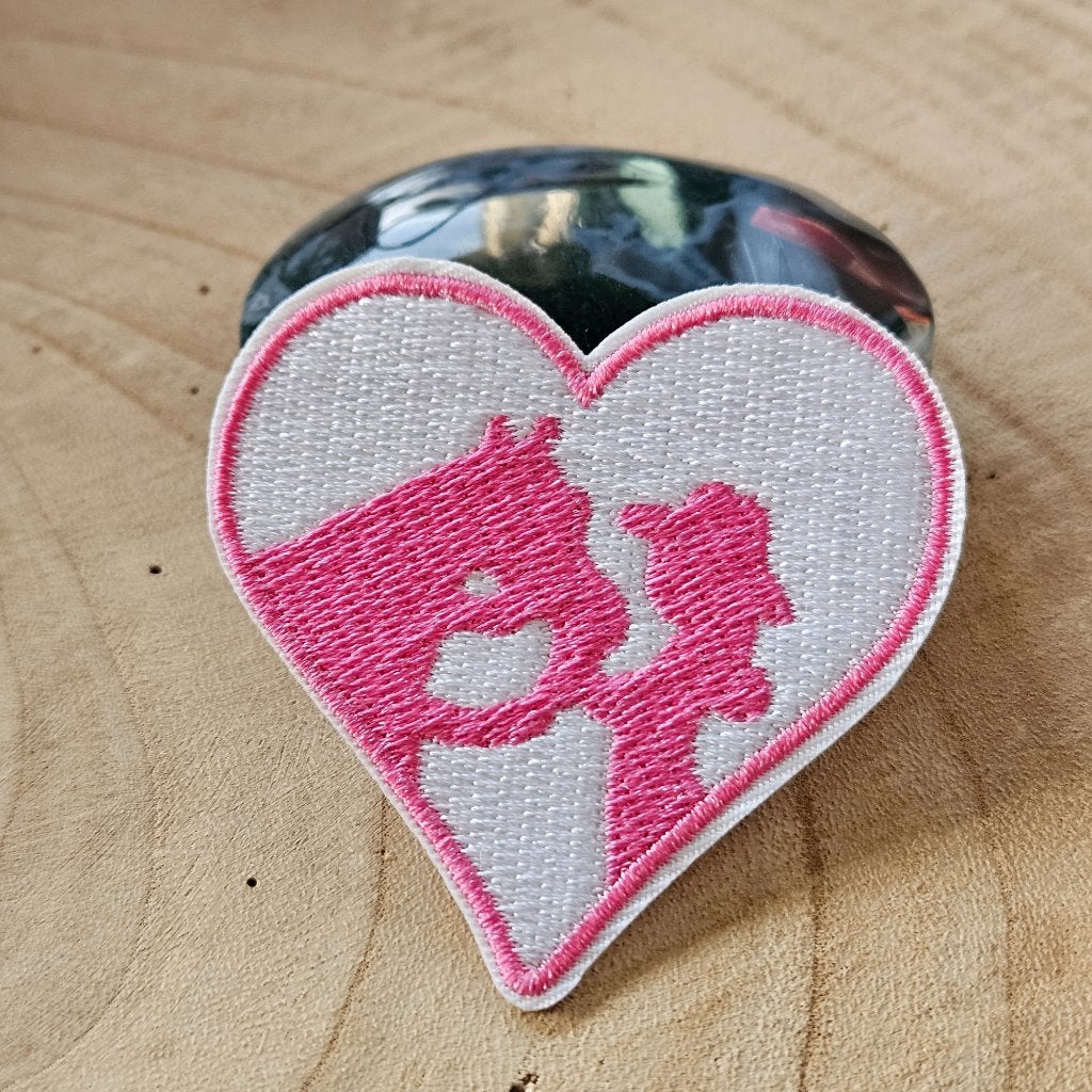 Strijk embleem applicatie Patch Roze hart paard en girl, Hobby en Vrije tijd, Kledingapplicaties en Hotfix, D, Nieuw, Ophalen of Verzenden