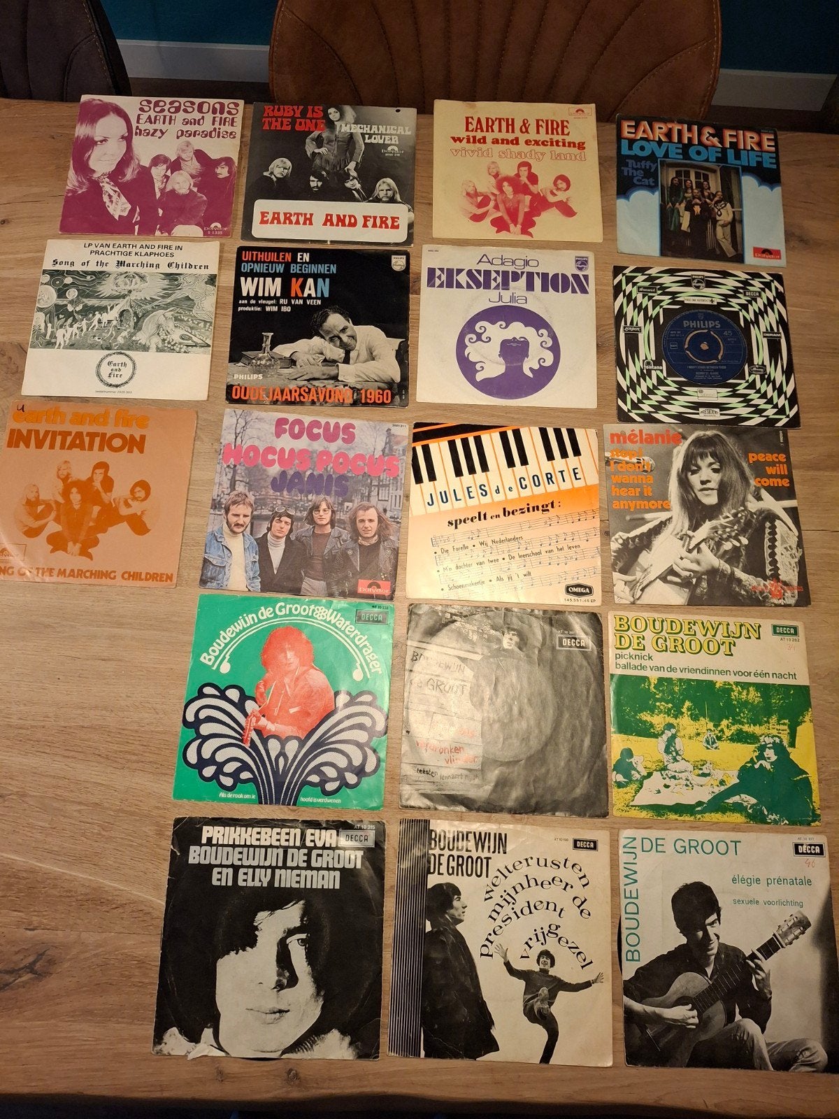 18 EP's Earth & Fire, Ekseption, Mélanie, Boudewijn de Groot, Gebruikt, 7 inch, Ophalen of Verzenden, EP