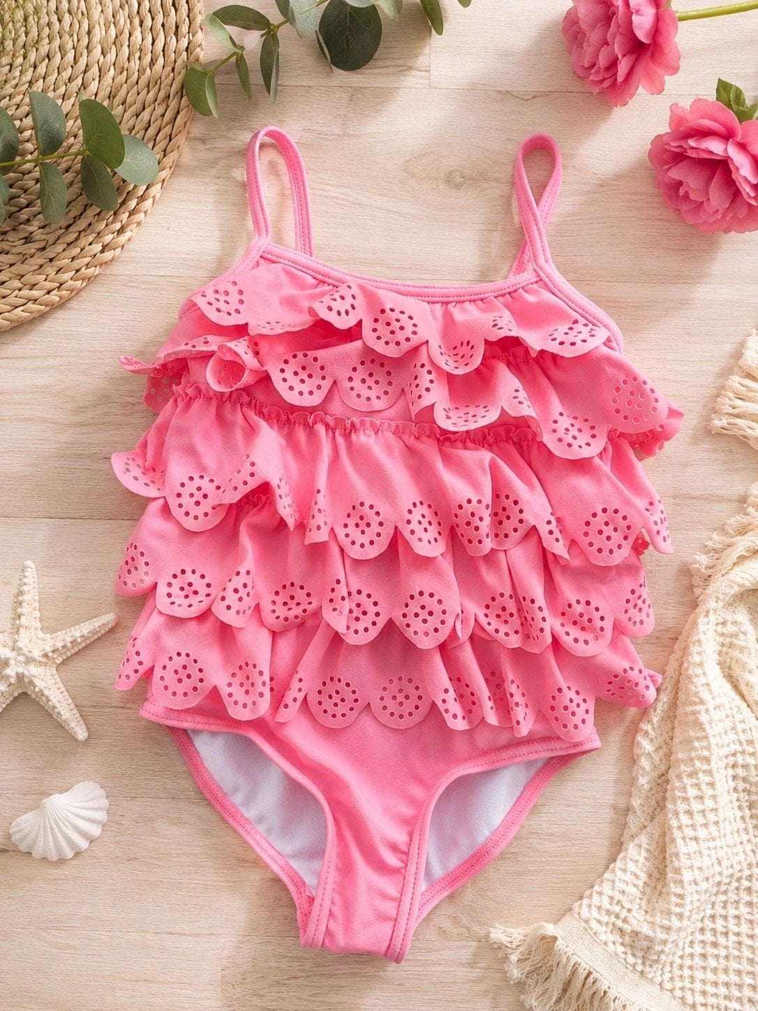 Roze badpak met ruches voor meisjes - Primark, maat 98, Ophalen of Verzenden, Zo goed als nieuw, Meisje, Badpak