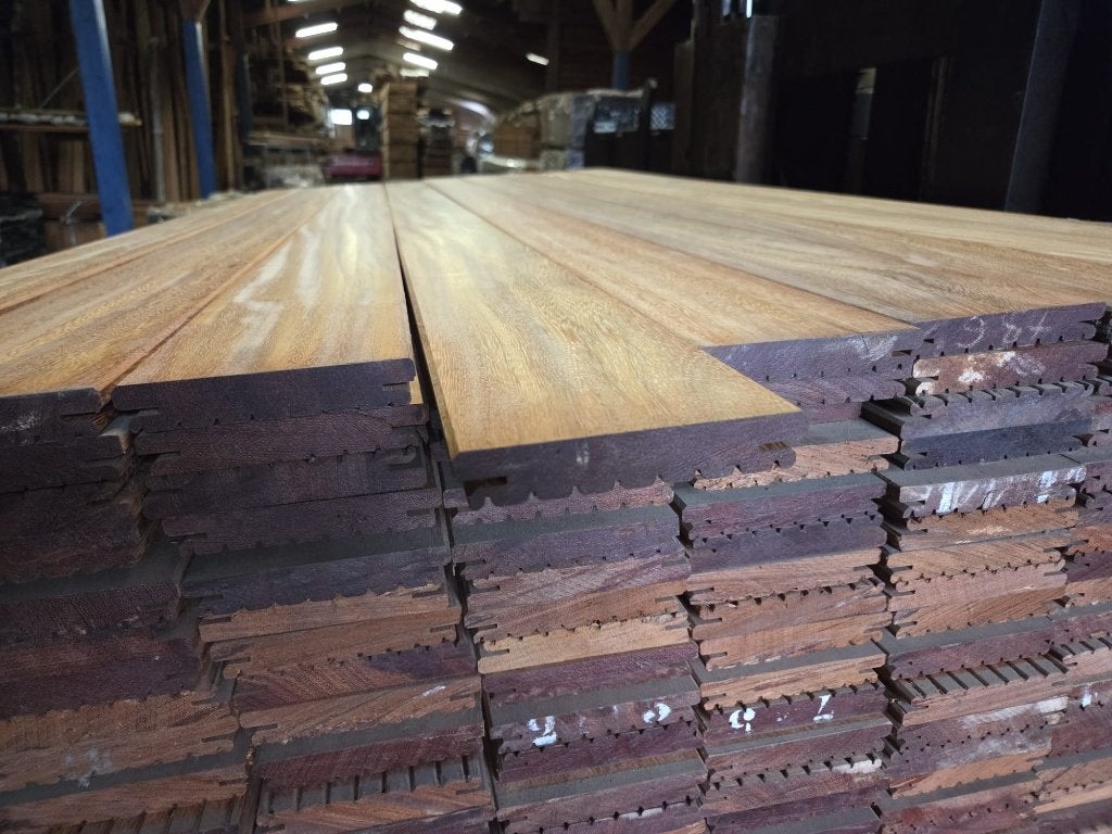 3 x pak Hardhout vlonderplanken klasse I - 4.25 p/m1 - Op=Op, Planken, Nieuw, Ophalen of Verzenden, Hardhout