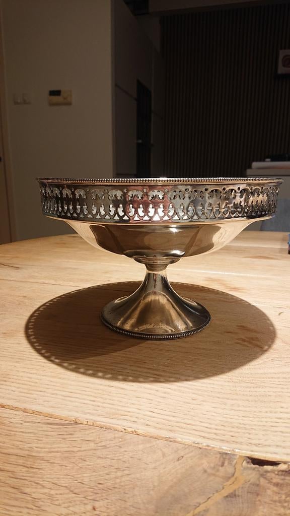 Antieke verzilverde fruitschaal Walker & Hall Sheffield, Ophalen of Verzenden