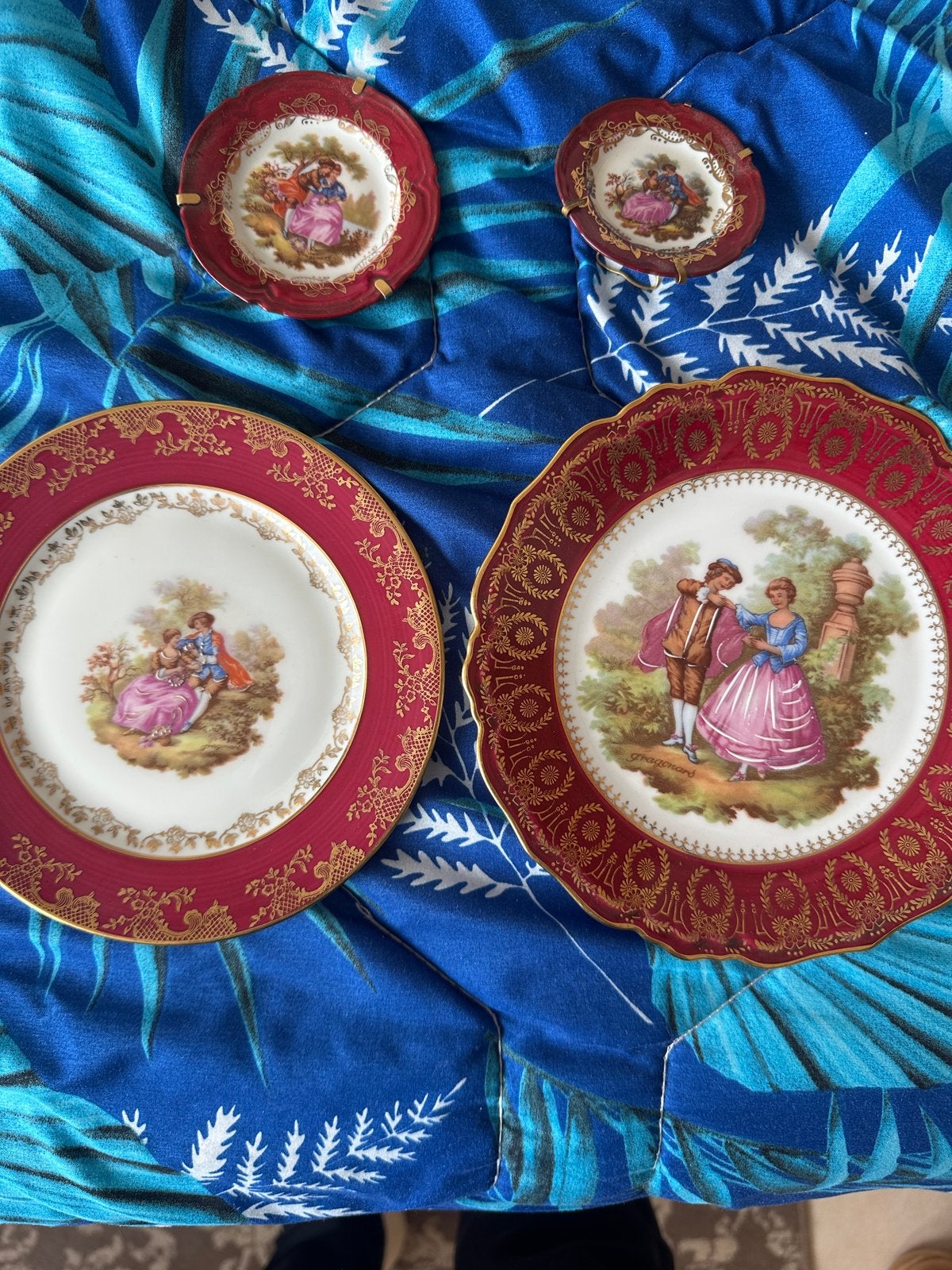 Limoges Rehausse Main decoratieve borden set, Ophalen