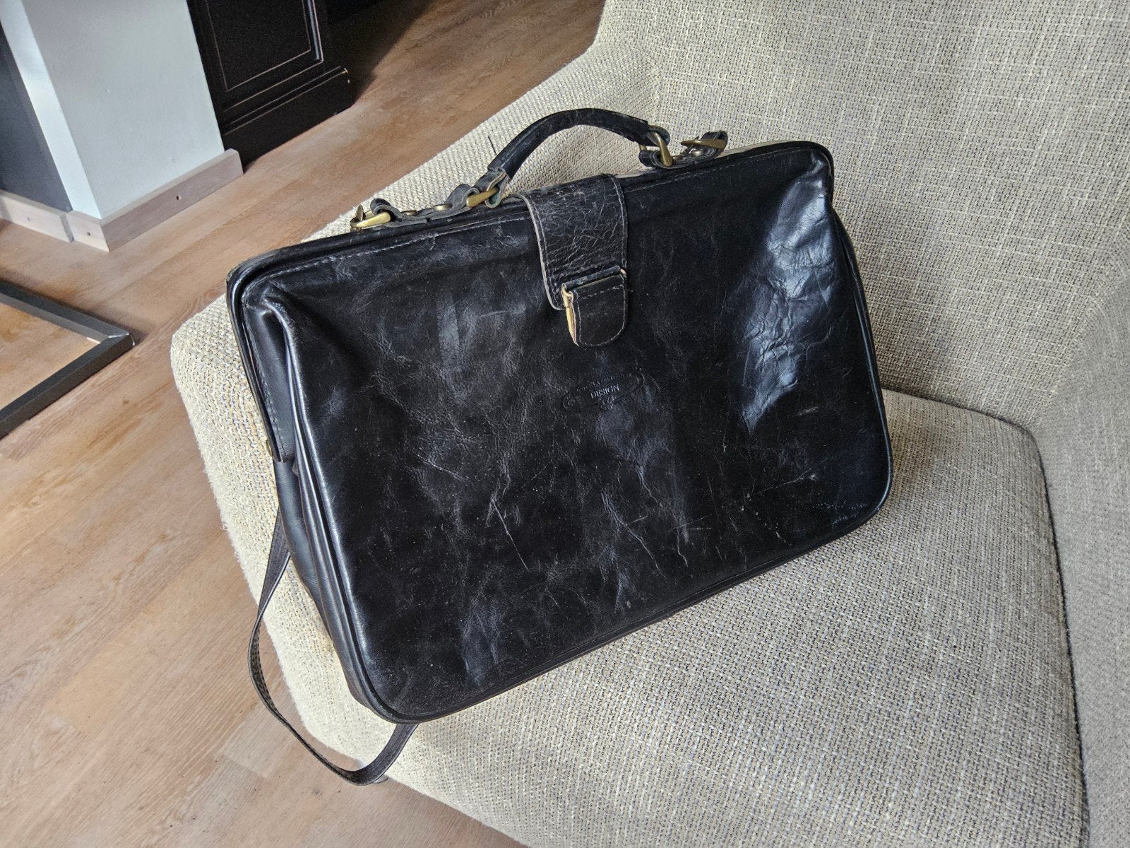Vintage Leren Dokterstas - Zwart, Sieraden, Tassen en Uiterlijk, Ophalen of Verzenden, Gebruikt, Zwart, Overige typen