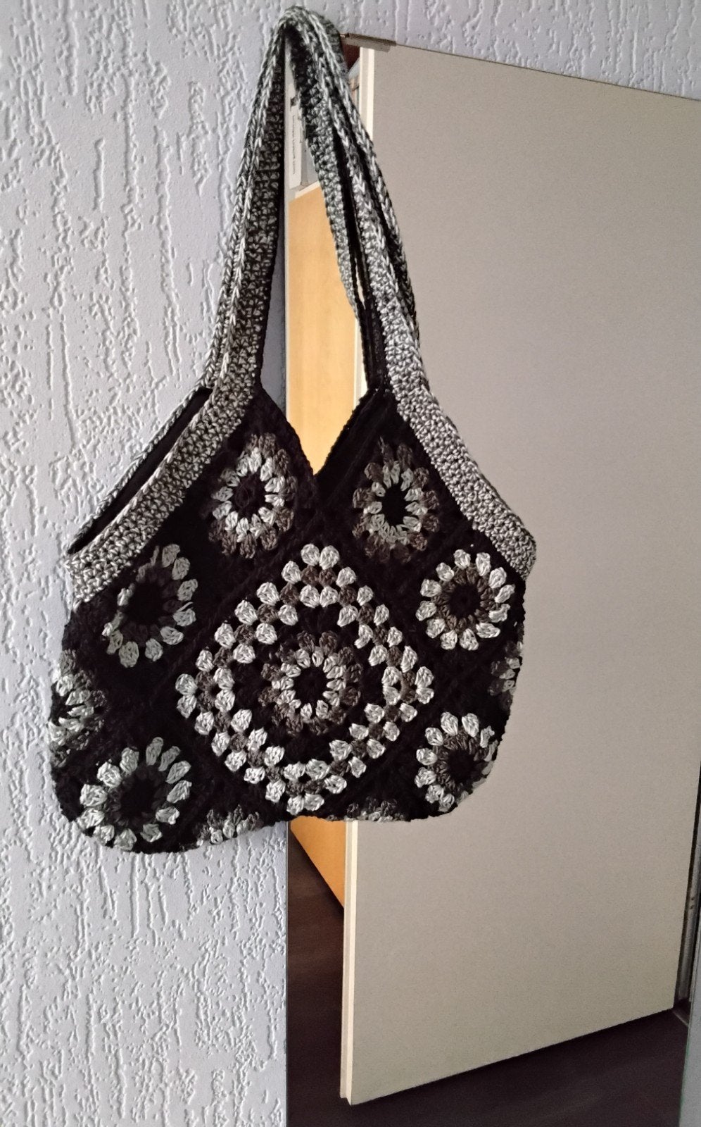 Gehaakte tas, zwart/ grijs., Ophalen of Verzenden, Nieuw