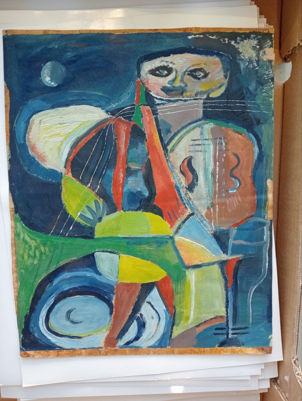 Gouache olieverf op papier collectie Kunstcriticus F.Duister, Ophalen of Verzenden