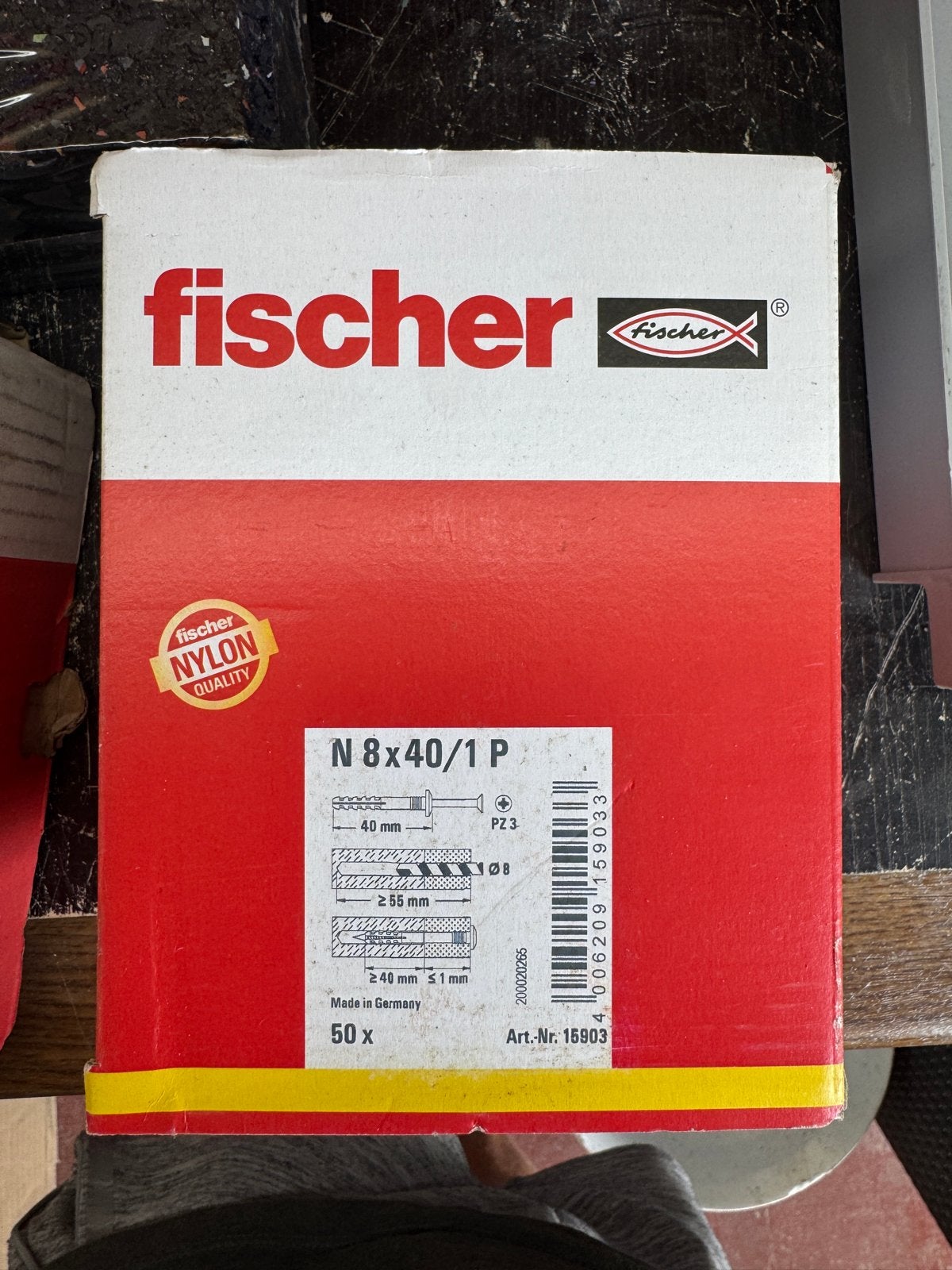 Fischer nagelpluggen N 8x40/1 P - 5 dozen x 50 stuks, Verzenden, Nieuw, Minder dan 50 mm, Pluggen