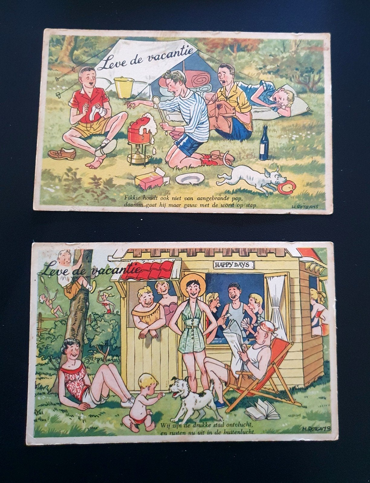 6 thema 'Leve de vakantie H. Rotgans, Verzamelen, Ophalen of Verzenden, 1940 tot 1960, Ongelopen, Feest(dag)