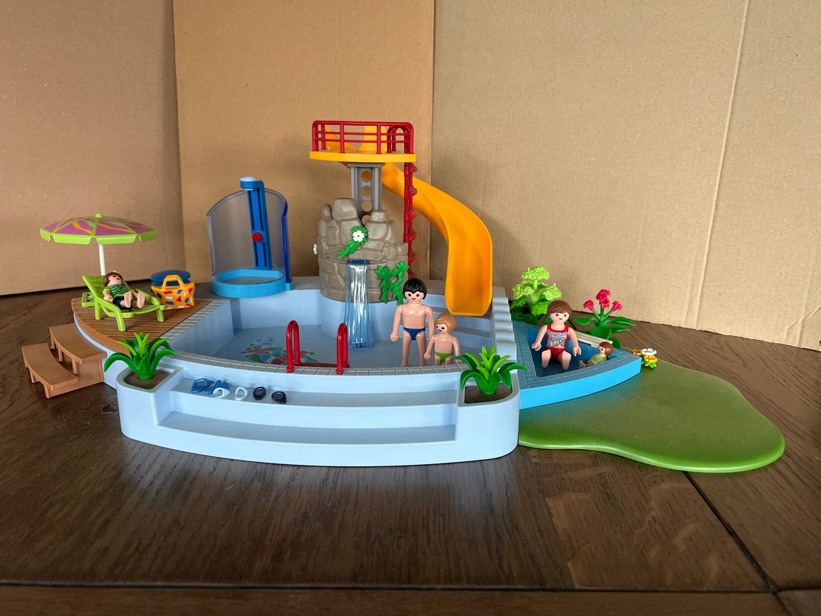 Playmobil Zwembad met glijbaan (set 4858) met boekje, Gebruikt, Complete set, Overige typen, Ophalen of Verzenden
