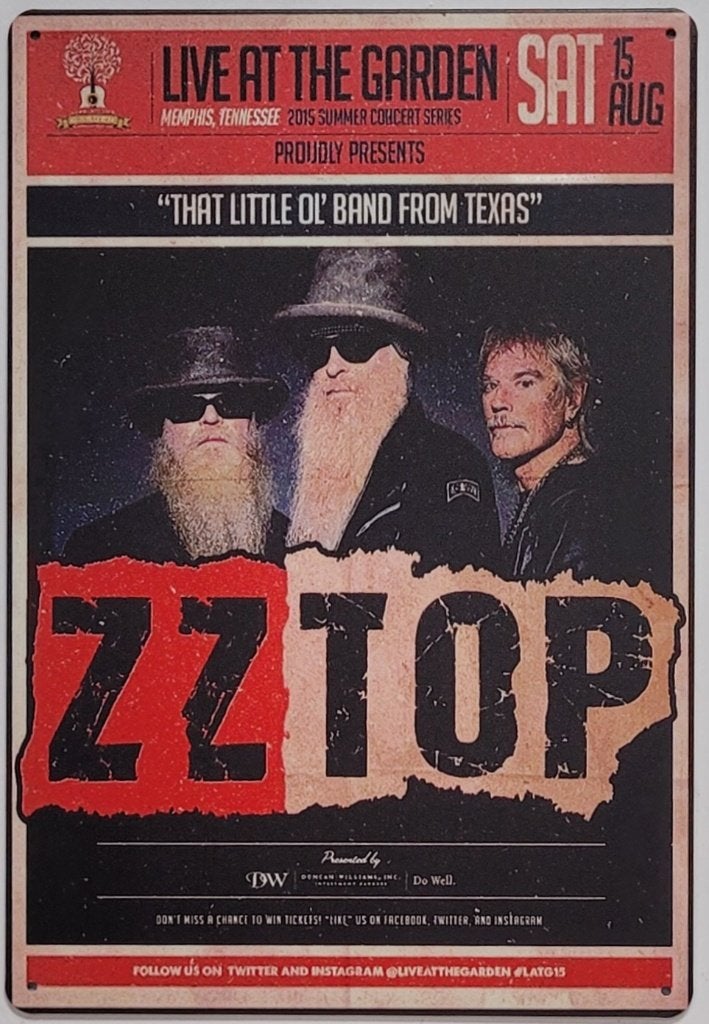 ZZ Top live at the garden reclamebord van metaal wandbord