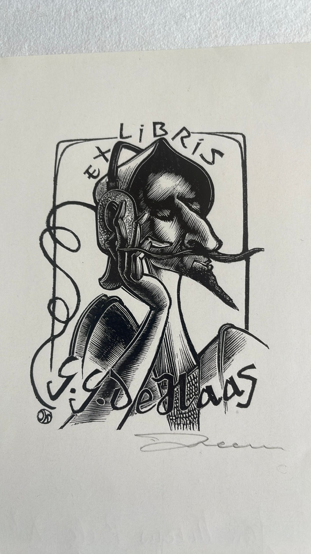 Exlibris thema Don Quichote, Antiek en Kunst, Kunst | Litho's en Zeefdrukken, Ophalen of Verzenden