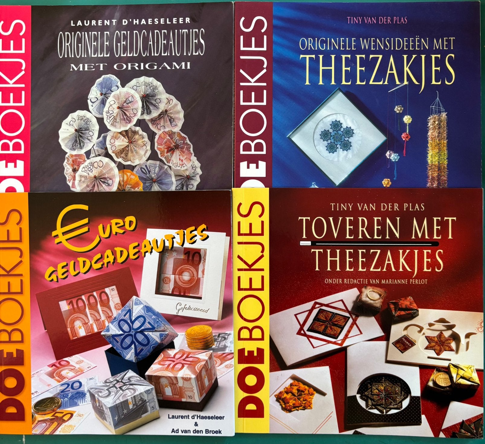 4 origami boekjes om geld/theezakjes te vouwen, Boeken, Ophalen of Verzenden, Zo goed als nieuw, Overige onderwerpen, Overige typen