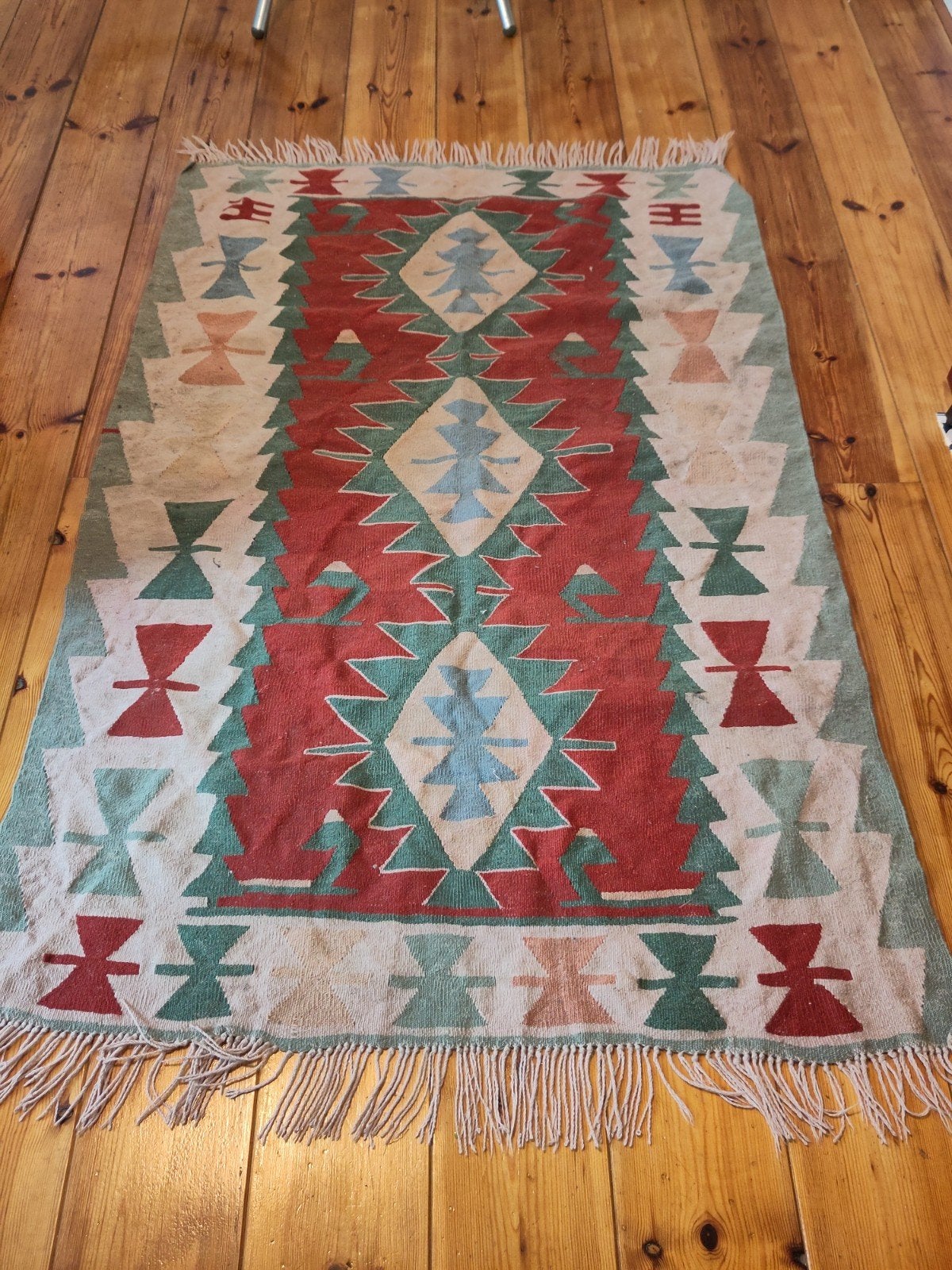 Kelim vloerkleed met geometrische patroon, Ophalen, 100 tot 150 cm, Zo goed als nieuw, Vintage Kelim, Bohemien, Etnisch