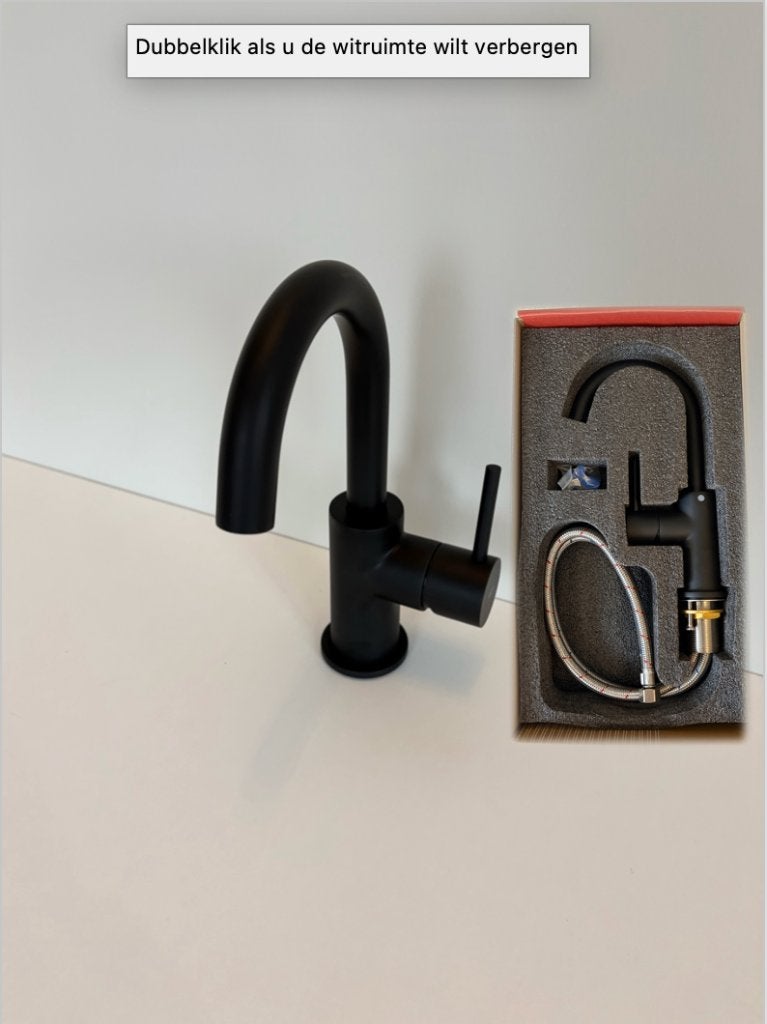 Nieuwe luxe wastafelkraan hoog | Gebogen uitloop | Mat zwart, Info@regn.nl, Vreebergen 5, 9403 ET Assen, Regn, Nieuw