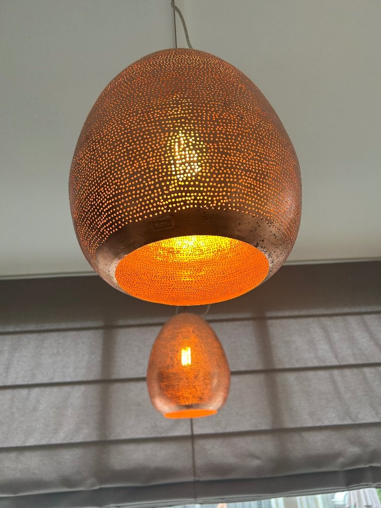 Eetkamer lampen Zenza (koper), Ophalen, Koperen bol, E27 (groot), Zo goed als nieuw