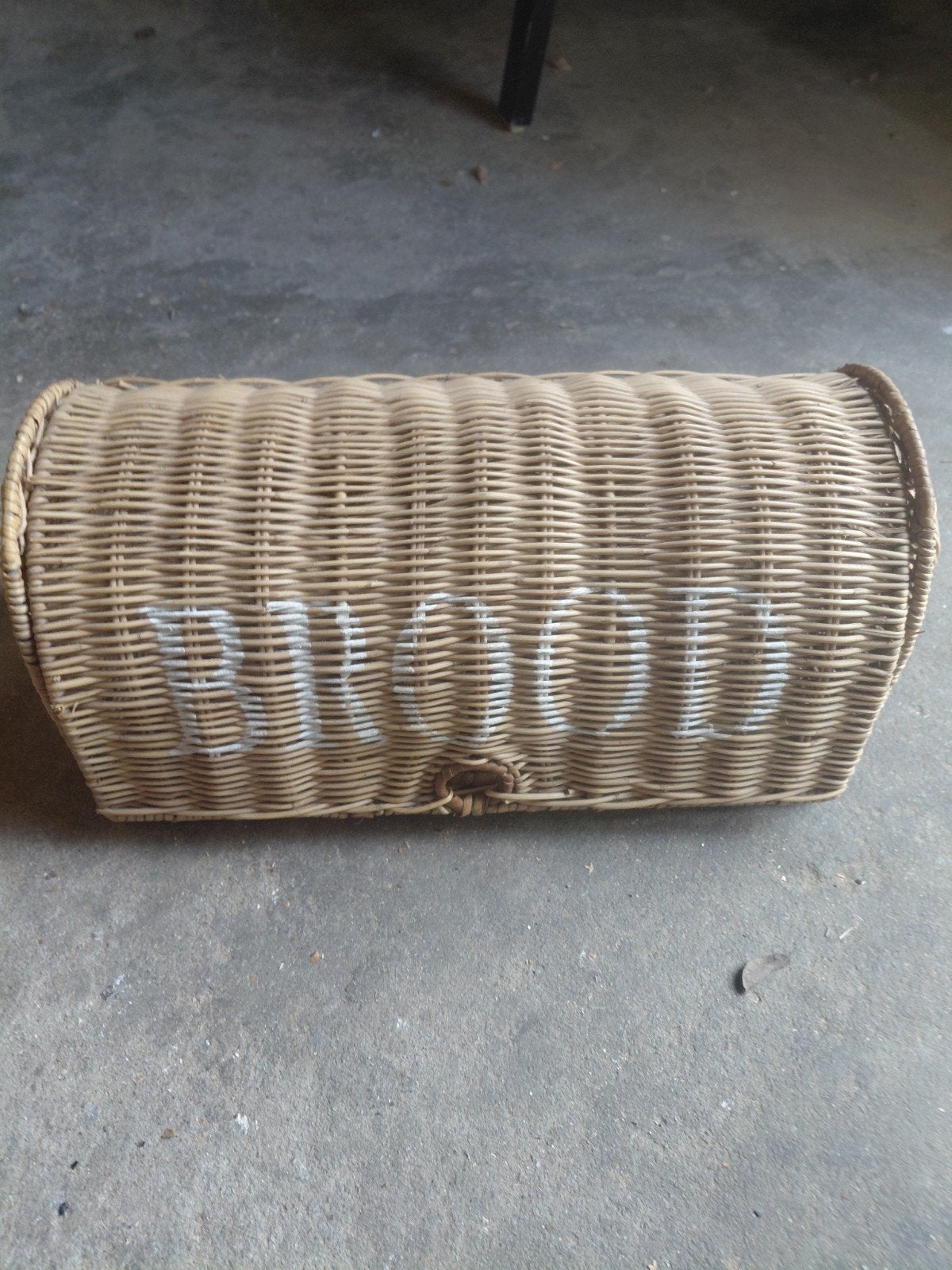 Vintage rieten broodtrommel met 'BROOD' opschrift, Ophalen of Verzenden