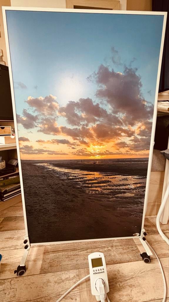 Infraroodverwarming met strandmotief (60x100cm) - Verrijdbaa, Ophalen, Overige soorten, Elektrisch, Zo goed als nieuw