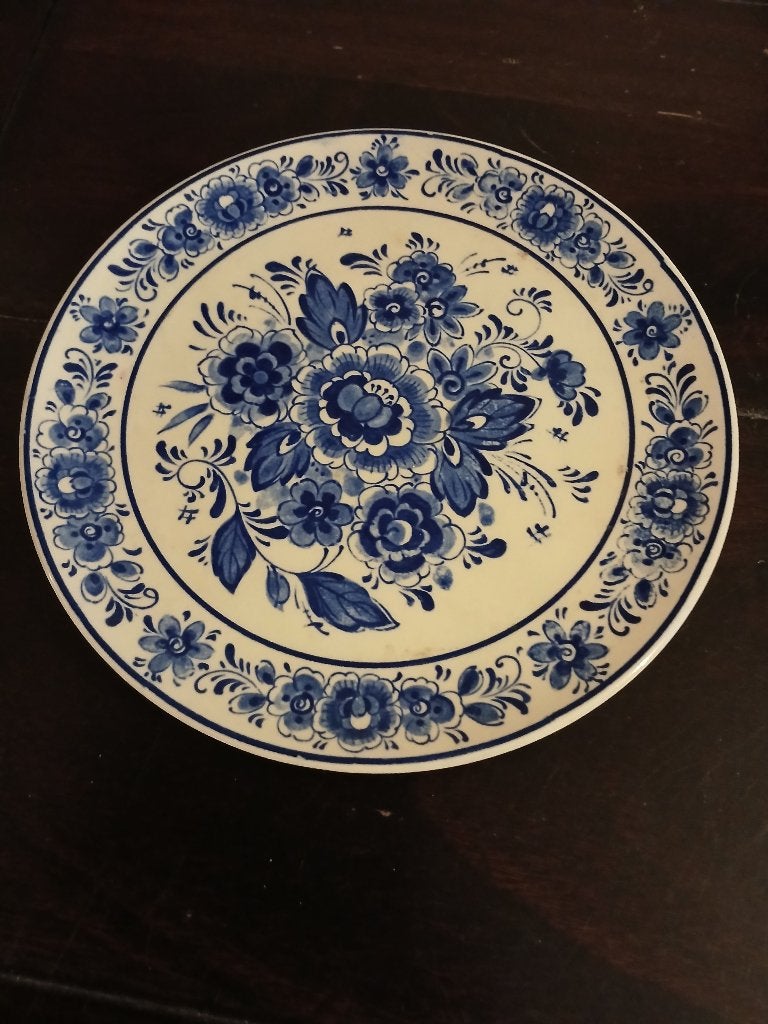 Delfts Blauw Bord met Bloemmotief,19cm, Ophalen of Verzenden