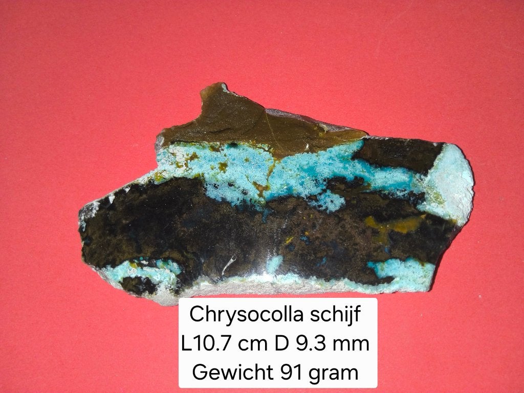 Crysocolla schijf, Ophalen of Verzenden, Mineraal