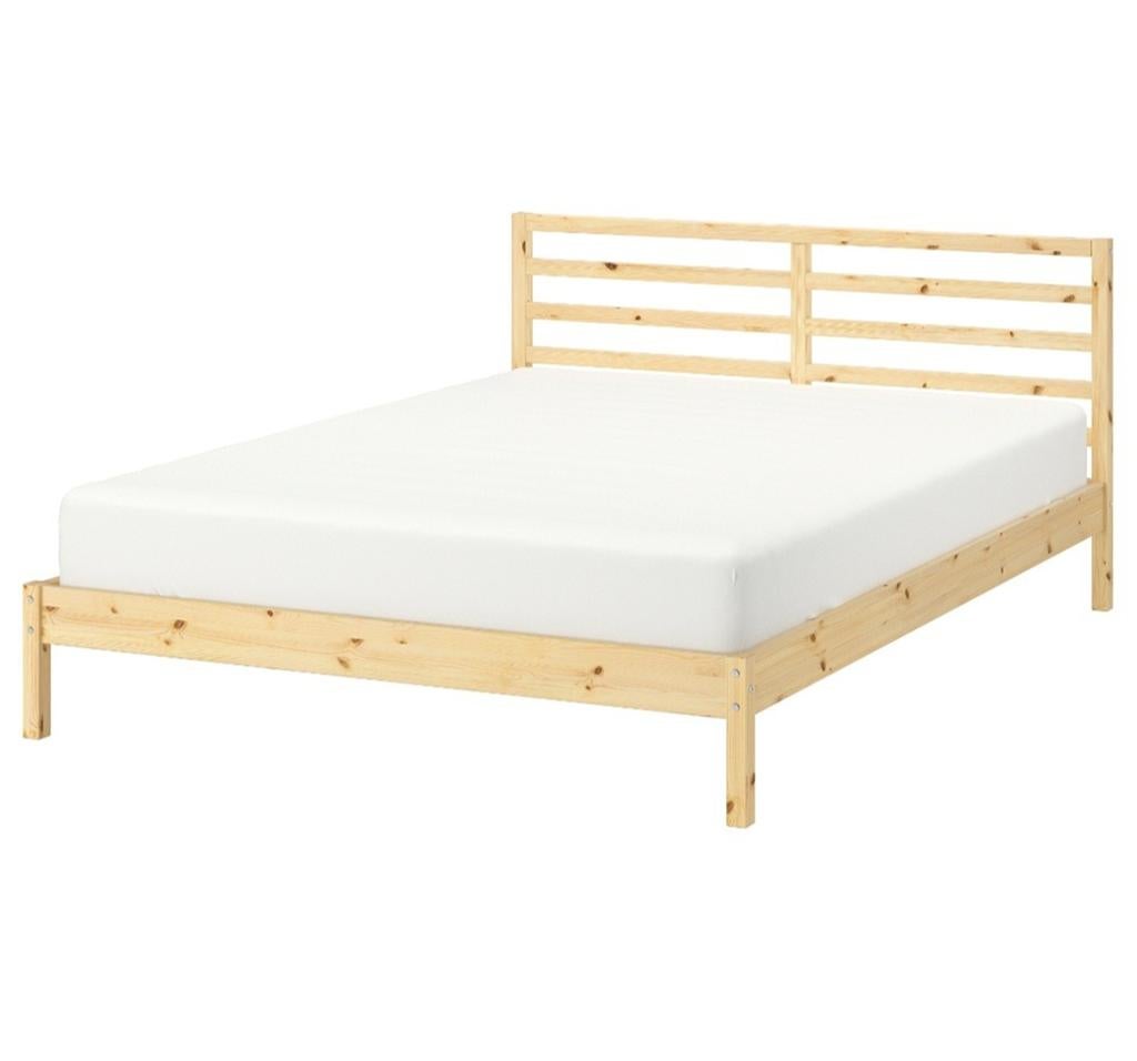 Ikea bed Tarva met lattenbodems., Ophalen, Tweepersoons, Wit, Hout